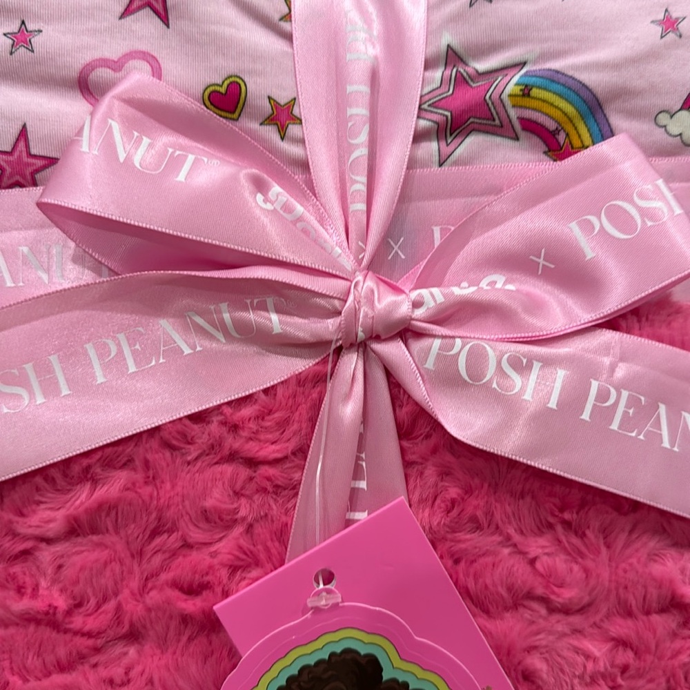 New posh peanut Barbie Minky superstar, pink, rainbow hearts, so soft love🩷